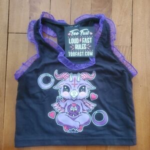 Too Fast Black and Purple Crop Top